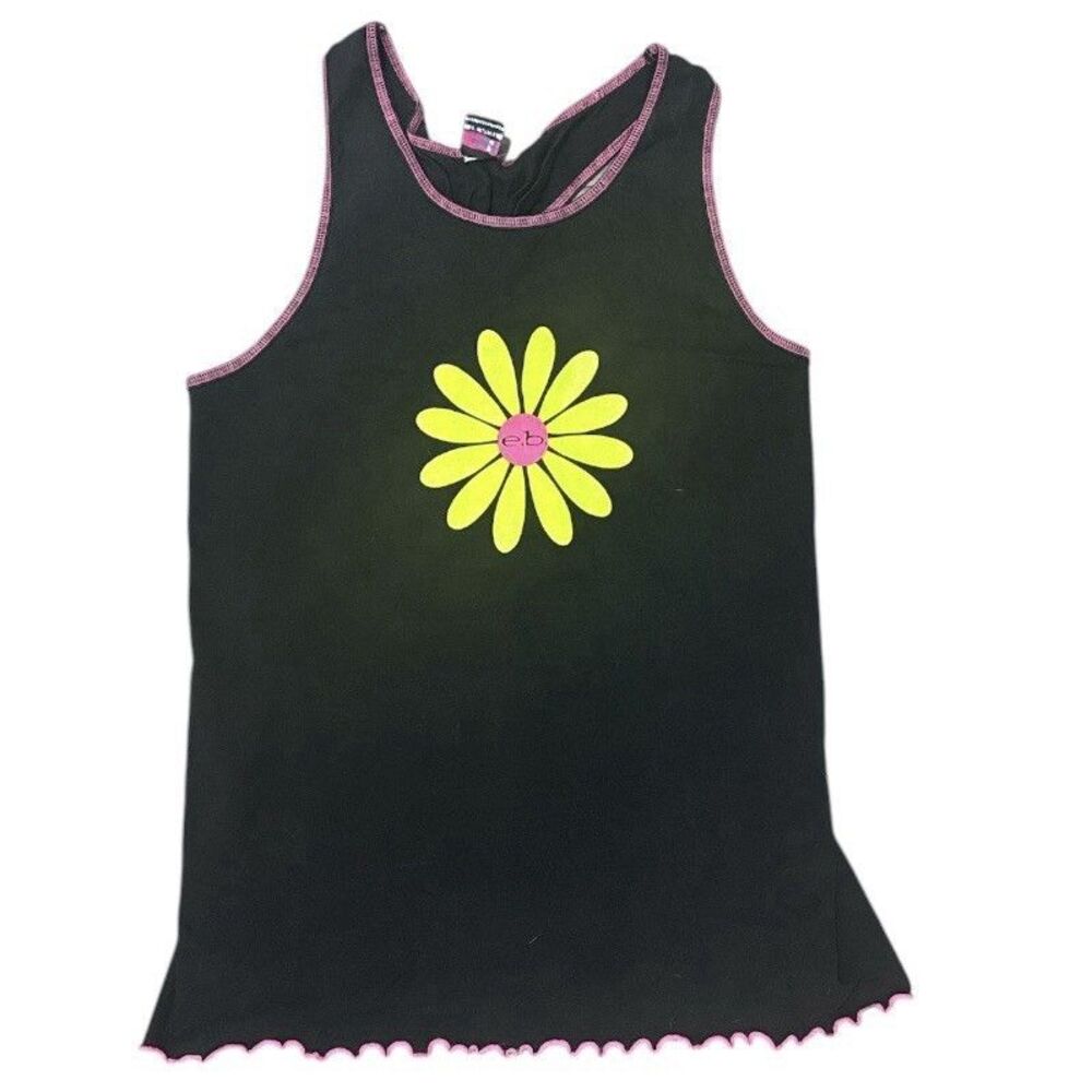Vintage 90s Electric Beach Jantzen Tank Top Dress Daisy OS Neon Cover up Y2K